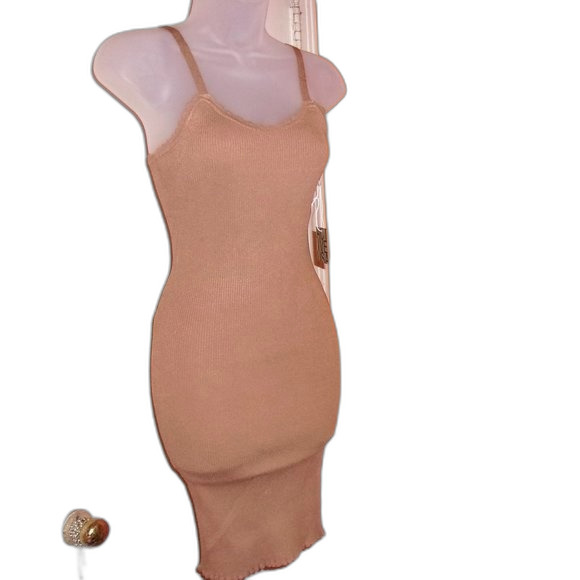 Active USA Large Khaki Knit Bodycon Dress NWT - Picture 1 of 8